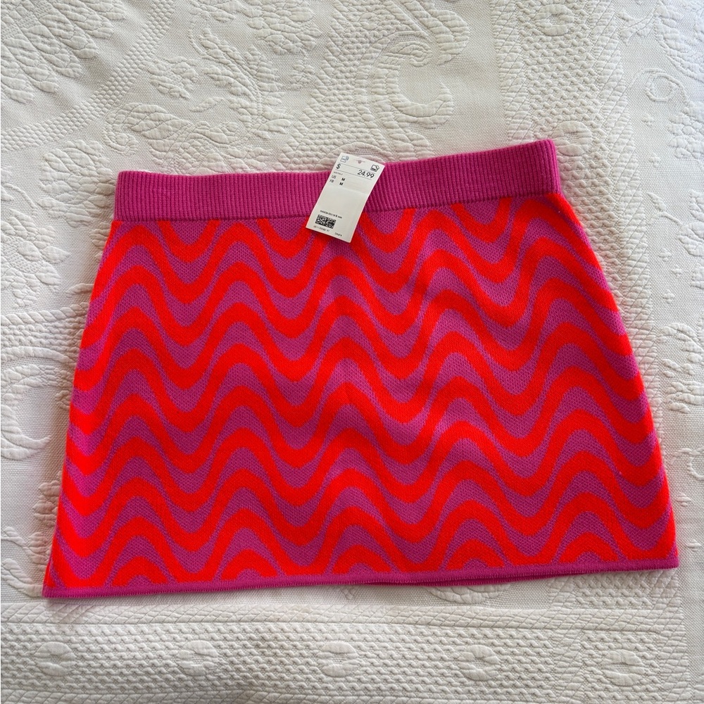 H&M Red and Purple Mini Pencil Skirt